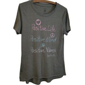t shirt gray positive life positive mind positive vibes peace sign hippie sz lg
